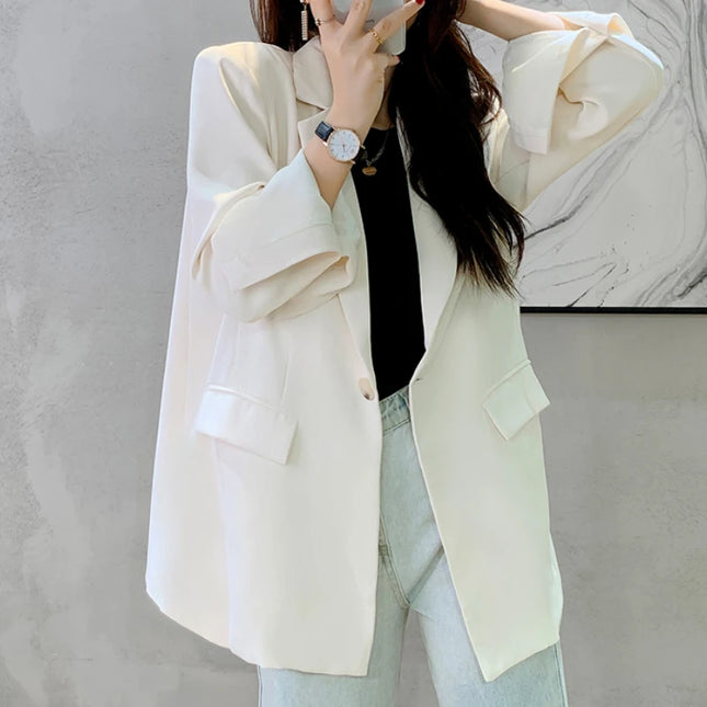Damen Lässige Weiße Blazer Jacken Frauen Herbst Oversized Elegante Business Mäntel Weibliche Mode Koreanische Oberbekleidung Cardigan
