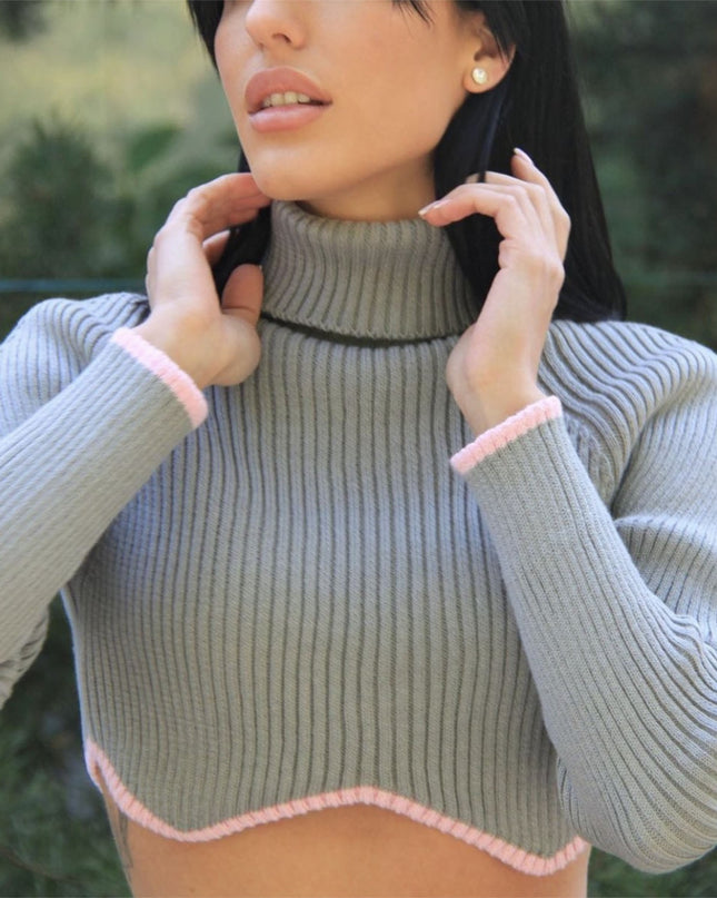 Women's Winter Turtleneck Sweater - Slim Fit, Long Sleeve, Cropped - Christmas Clothes