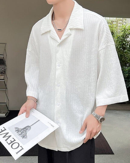 Korean Fashiosn Hawaiian Shirts 2023 Summer White Vintage Black Half Sleeve Blouses Japanese Casual Y2k Button Up Shirt