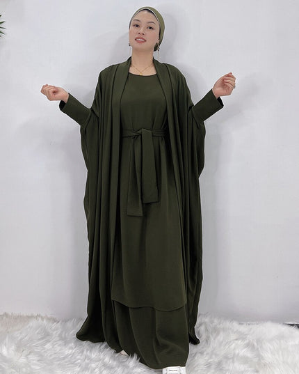 Djellaba Suits Abaya Dubai Two pieces Thicker Muslim Sets Dress Muslim Islam Abayas With Belt