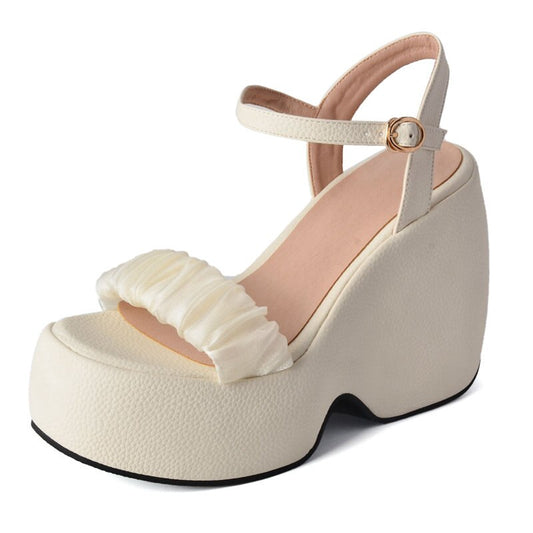 Women Sandals Wedges Ultrahigh Heel Platform Hill Buckle Strap Sweet Dating Female Shoes