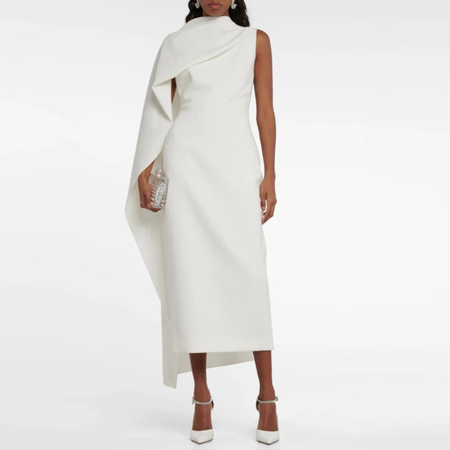 Unregelmäßiges Design Festes Abendkleid Für Frauen Lässige Lockere Elegante Minimalistische High-End-Kleider Weibliche Mode Neu