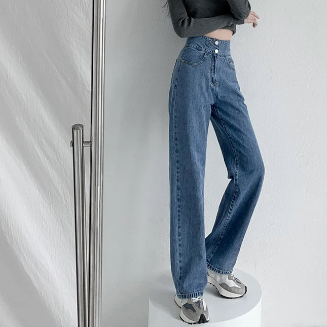 Spring Style: Women's High Waisted White Denim Wide Leg Pants