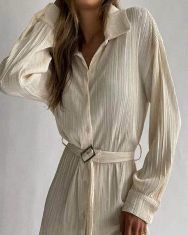 Elegantes einreihiges Hemdkleid für Damen Herbst Langarm Button-Up Minikleider Modische Outfits Kleidung