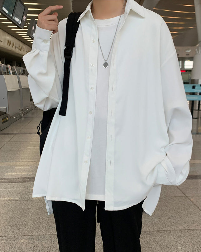 Men Solid Shirts Clothing Vintage Clothes 2023 Mens Button Up Shirt White Harajuku Shirts Male Korean Fashion Blouses