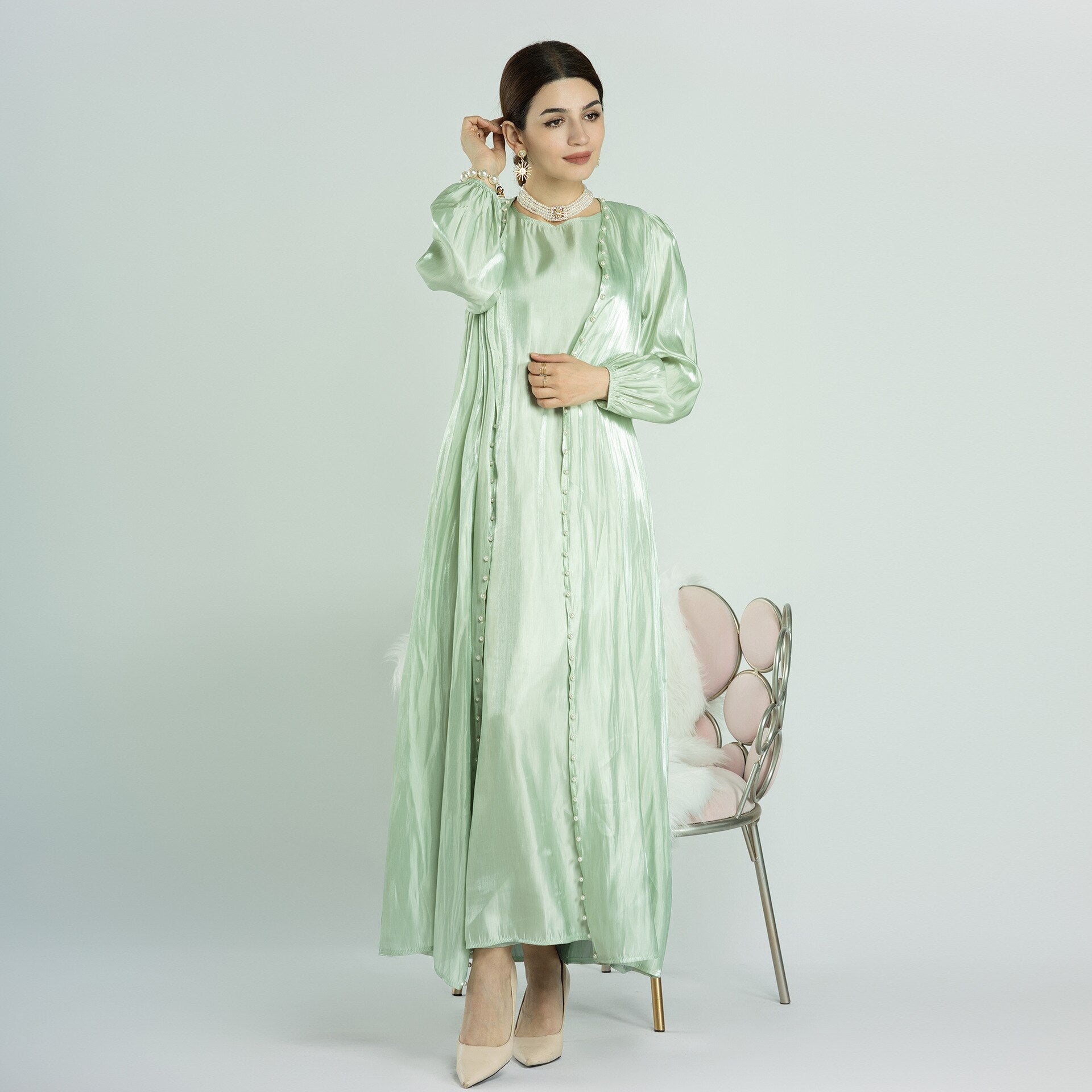 Djellaba Suits Abaya Dubai Two pieces Muslim Sets Dress Abaya Dubai Turkey Muslim Islam Abayas With Belt