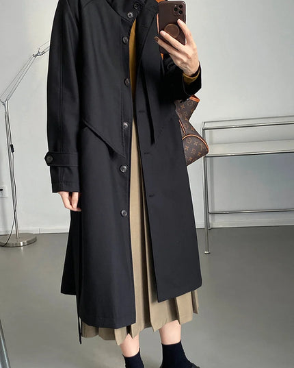 Designer Temperament Loose Trench Coat Women's Patchwork Fashion Mid-length Windbreaker Female