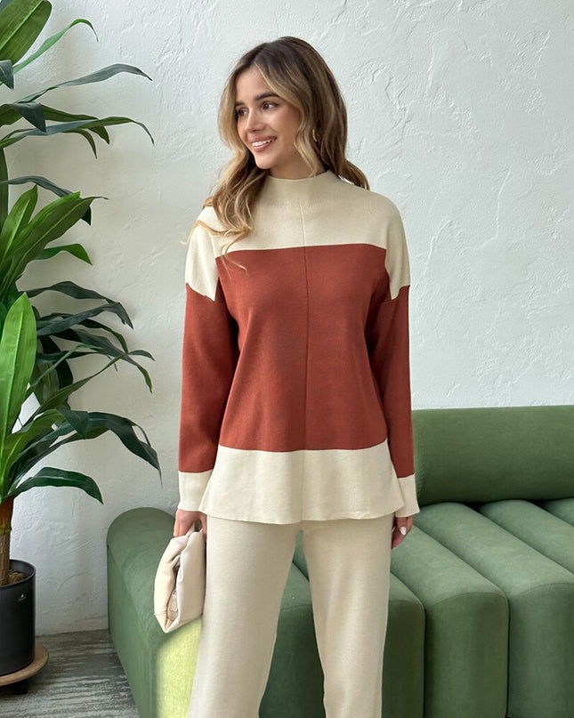 Elegant Women Knit Suit 2 Piece Pants Sweater Matching Set Knitted Two Piece Women Sets Knit Tracksuit Two Piece Set For Women