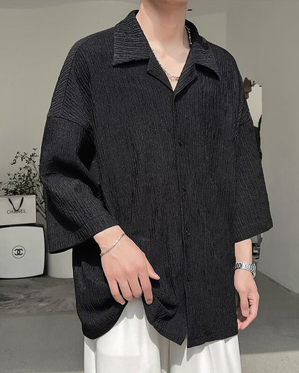 Korean Fashiosn Hawaiian Shirts 2023 Summer White Vintage Black Half Sleeve Blouses Japanese Casual Y2k Button Up Shirt