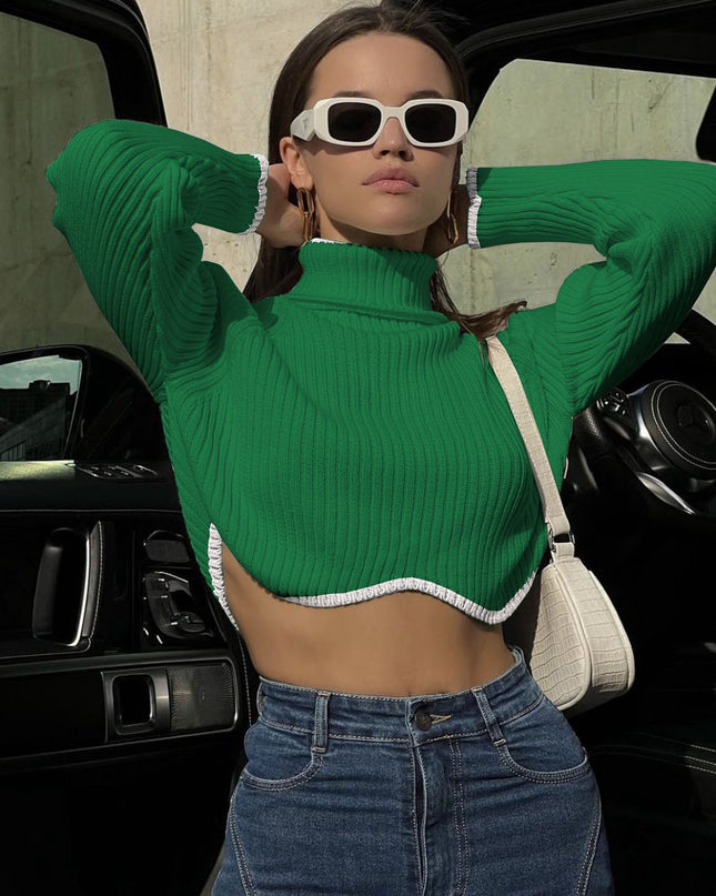 Women's Winter Turtleneck Sweater - Slim Fit, Long Sleeve, Cropped - Christmas Clothes