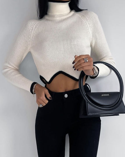 Women's Winter Turtleneck Sweater - Slim Fit, Long Sleeve, Cropped - Christmas Clothes
