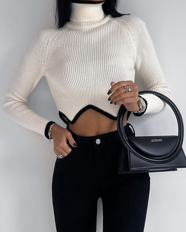 Women's Winter Turtleneck Sweater - Slim Fit, Long Sleeve, Cropped - Christmas Clothes