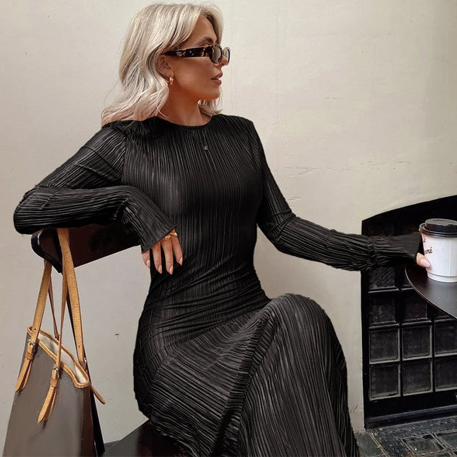 Oranges eng anliegendes Midikleid – Damen-Streetwear-Mode