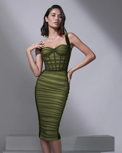 Elegantes Mesh Sexy Ärmelloses Rückenfreies Korsett Midi-Kleid für Damen Outfits Kleid Party Club Geraffte Bodycon Kleider