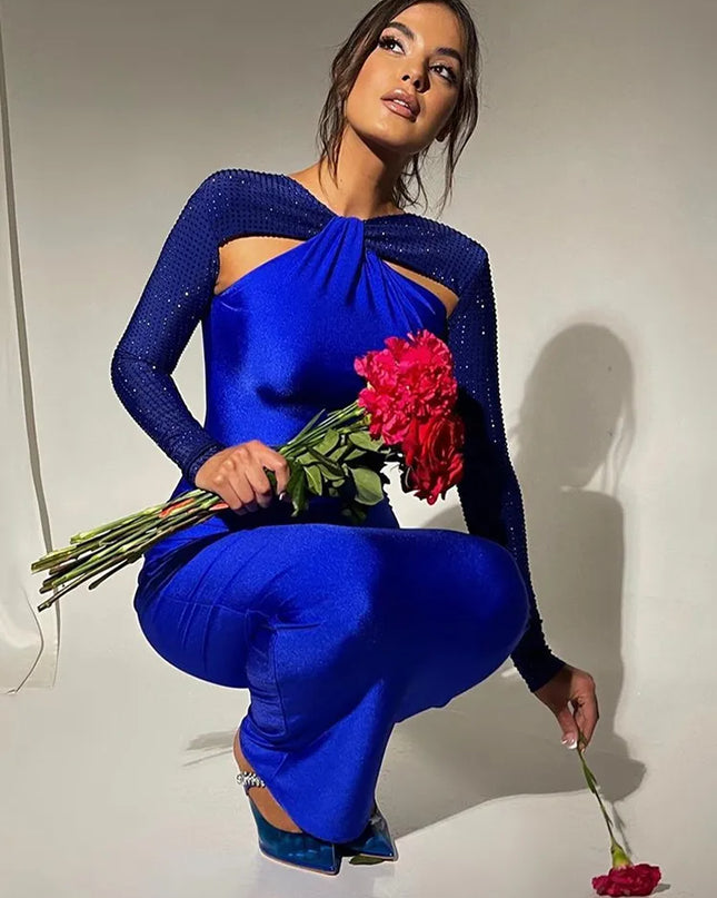 Glitzerndes Maxi-Kleid für Damen – glänzendes Bodycon-Kleid für Nachtclub-Partys