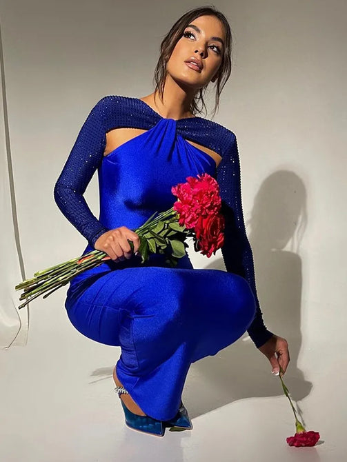 Sparkling Glitter Maxi Dress for Women - Shiny Night Club Party Bodycon Robe