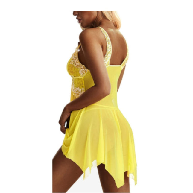 Porno Nachtwäsche Sex Kleidung Übergröße Sexy Damen Heiße Erotische Dessous Sex Damen Babydoll Transparentes Spitzenkleid Pyjama + Tanga