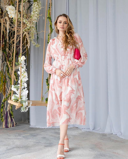 Elegant Ladies Long Sleeve Chiffon Maxi Dresses High Waist Slit Evening Dresses Women Vintage Summer Long Dresses For Women 2023