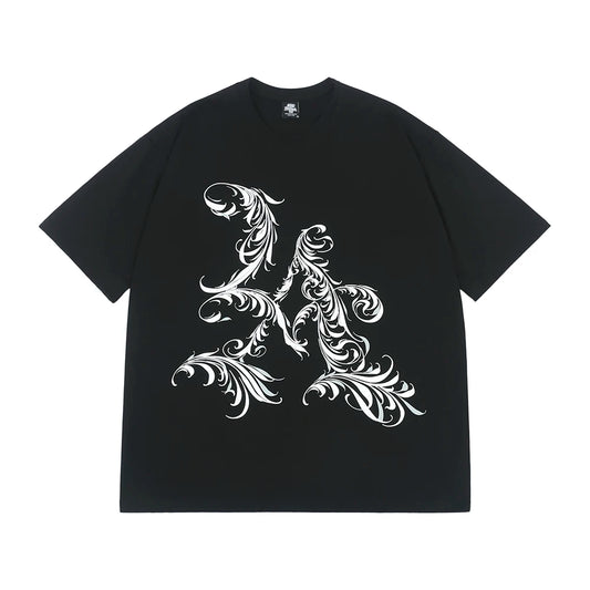 Men's Summer Tees: Letter Embossed Adhesive Print, Loose Fit, Short Sleeves, Crew Neck