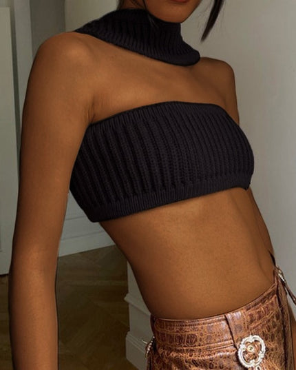 Cotton Knit Sleeveless Halter Sexy Crop Top for Women Outfits Summer Y2K Backless Strapless Tube Top Tee Clothes