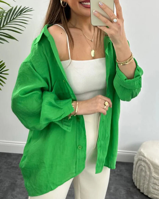 Vintage Oversized Hemden Damen mit Knöpfen Herbst Lässige Blusen und Hemden für Damen Oversized Kleidung