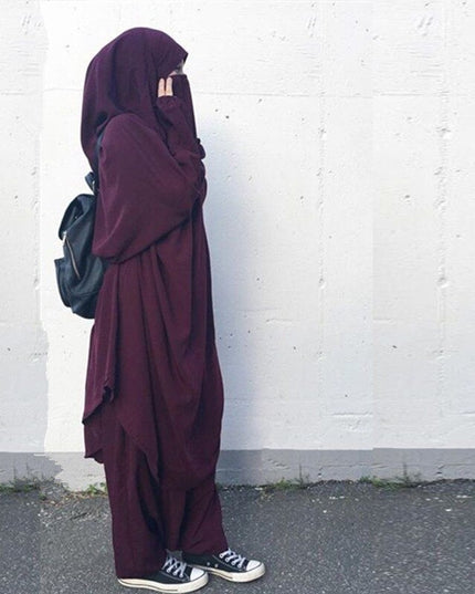 Islamic Hoodie Muslim Dresses Suits Prayer Abaya Jilbab Abaya with harem pants abaya Full Cover 2pcs sets Islamic Clothes