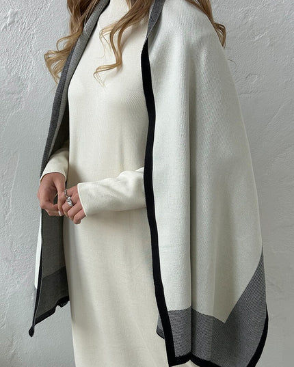 Elegant Knit Two Piece Set Black Brown Shawl Dress Women Knit Suit 2 Piece Sets Women Outfit Winter Knitted Two Piece Women Sets