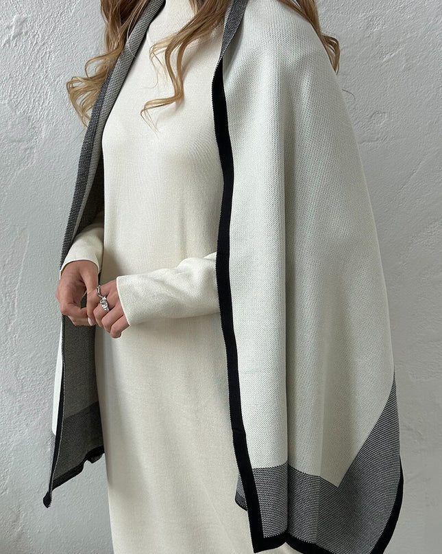 Elegant Knit Two Piece Set Black Brown Shawl Dress Women Knit Suit 2 Piece Sets Women Outfit Winter Knitted Two Piece Women Sets