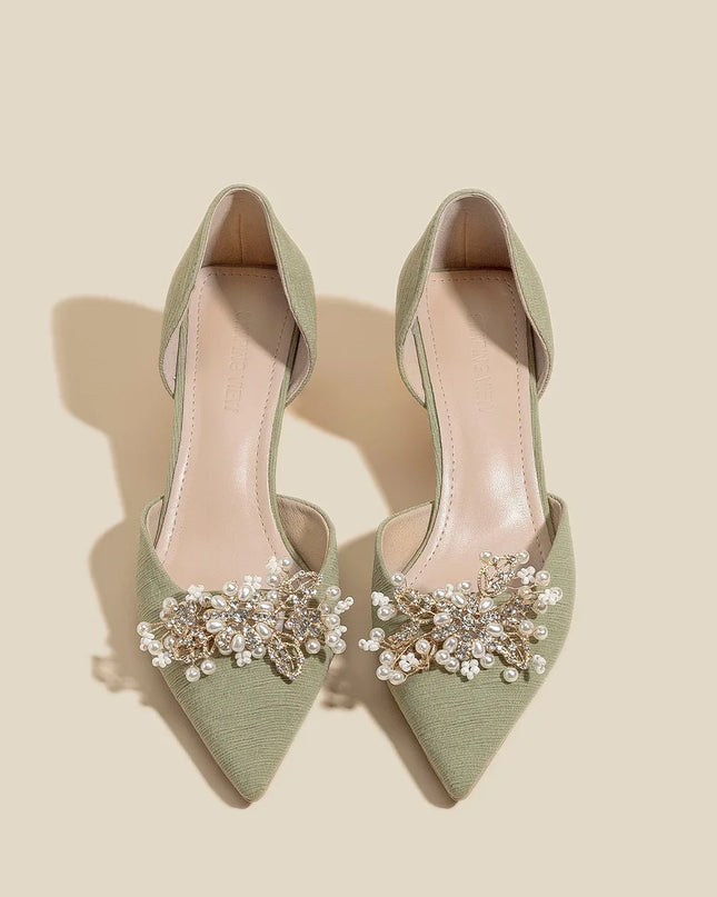 Elegant Pearl Flower High Heels for Women - Perfect for Weddings, Parties, and Dancing