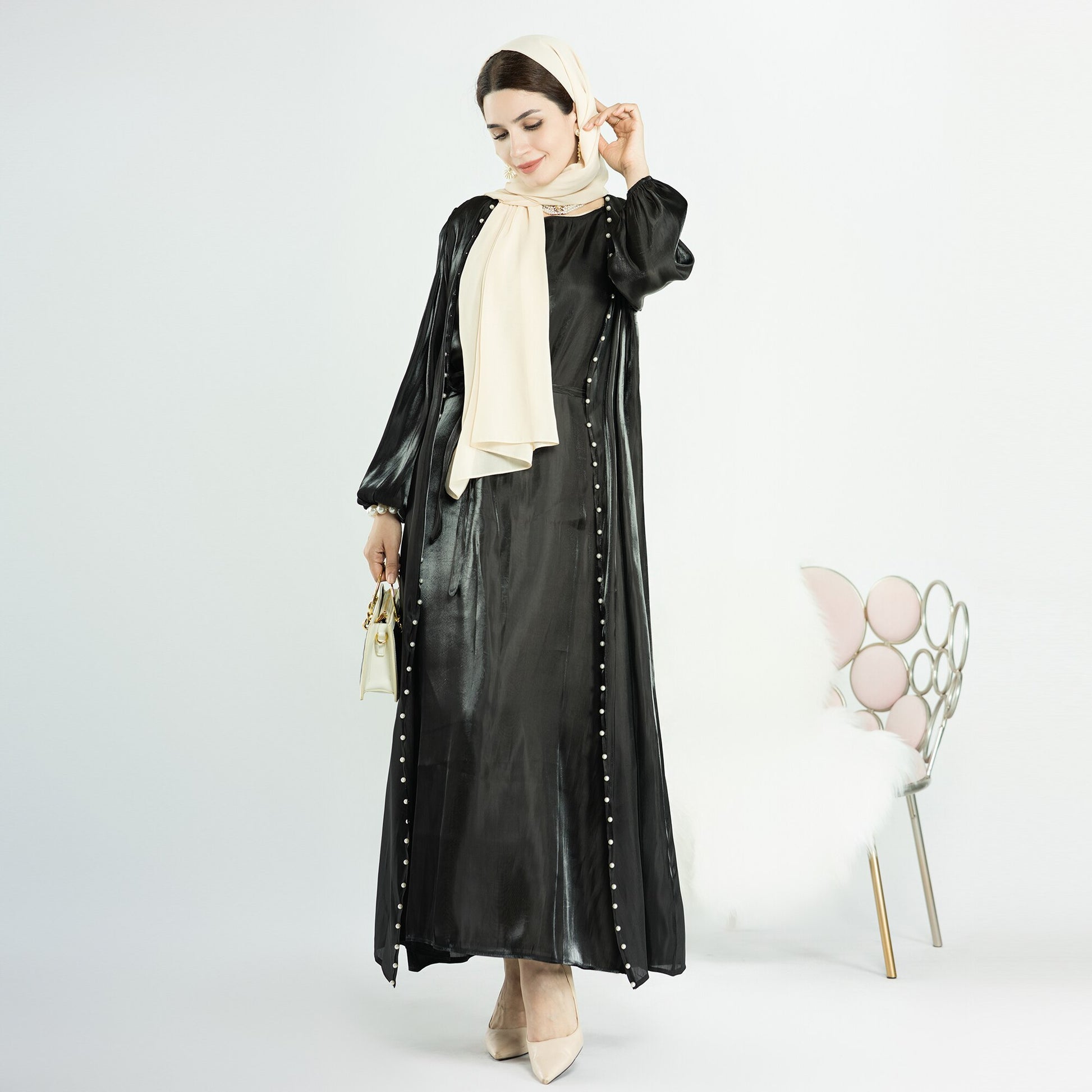 Djellaba Suits Abaya Dubai Two pieces Muslim Sets Dress Abaya Dubai Turkey Muslim Islam Abayas With Belt