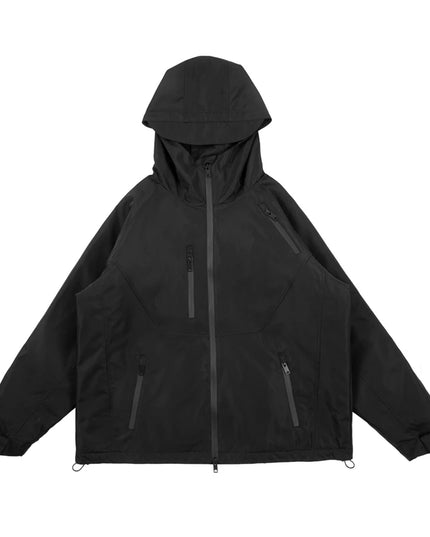 Men's Winter Hooded Jacket with Zipper Pockets and Cotton Padding - Stylish and Warm Streetwear Coat