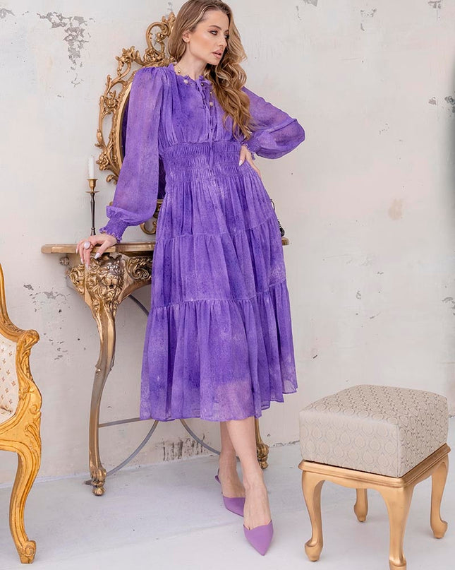 Rüschen Langarm Chiffon Maxikleider Bandage Sexy Damen Boho Strandkleid Elegantes Plissiertes Sommer Langes Kleid Für Frauen 2023