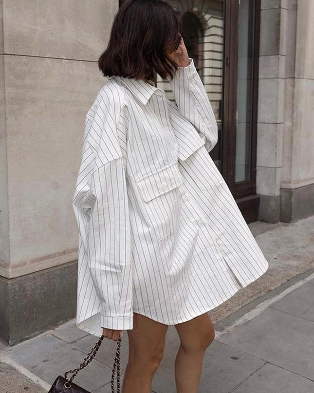 Elegantes Oversized-Streifenhemd für Damen – perfekt für Herbst und Winter