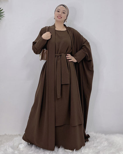 Djellaba Suits Abaya Dubai Two pieces Thicker Muslim Sets Dress Muslim Islam Abayas With Belt