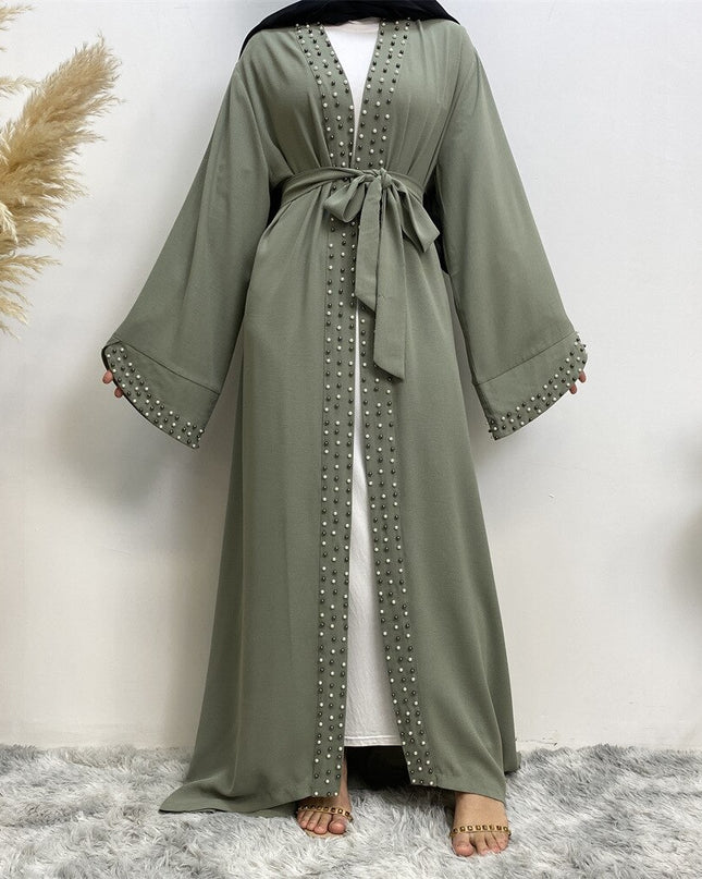 Hot Sell Satin muslim Dress diamond beading Smooth Silky Elegant Long Dresses Muslim Women Modest Wear Clothing EID robes