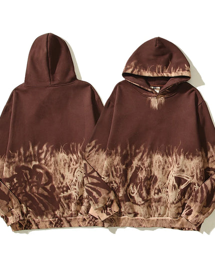 Trendy Tie Dye Hoodie with a Fiery Twist - Unisex Casual Fleece Sweatshirt for Men