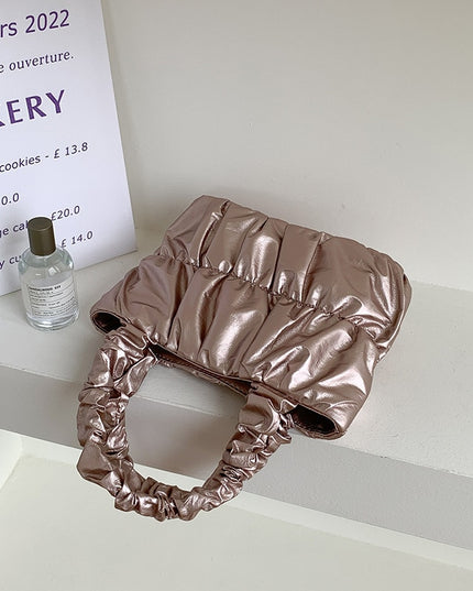 Fashion Pu Leather Women's Handbags Simple Pleated Design Ladies Square Shoulder