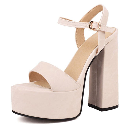 Sexy Women Sandals Open Toe Flock Ultrahigh Heel Buckle Strap Fashion Dating Shoes