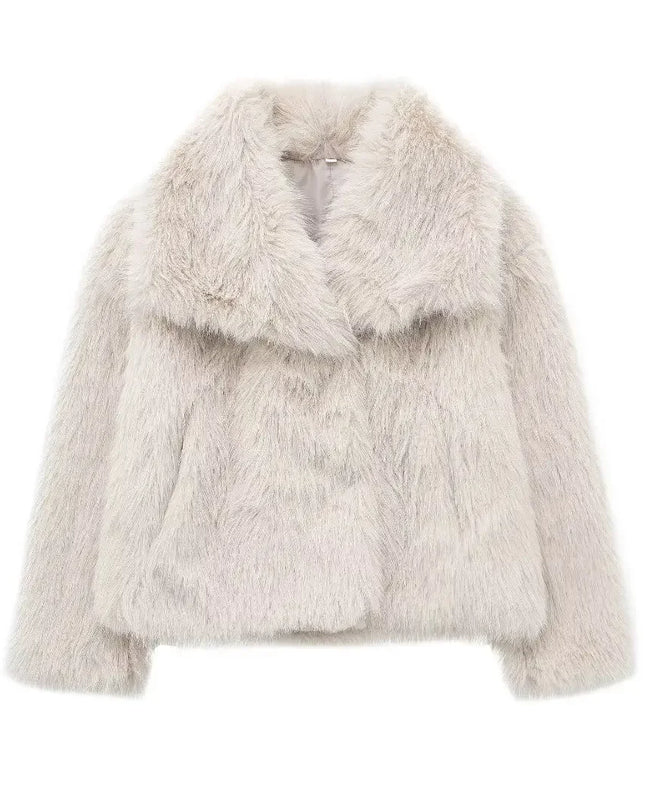 Vintage-Kunstpelzjacke – Warmer Plüschmantel für Damen