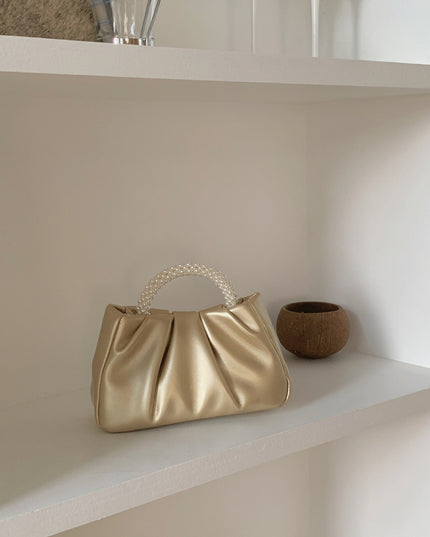 Sweet Pearl Handle Women's Small Shoulder Bags Pleated