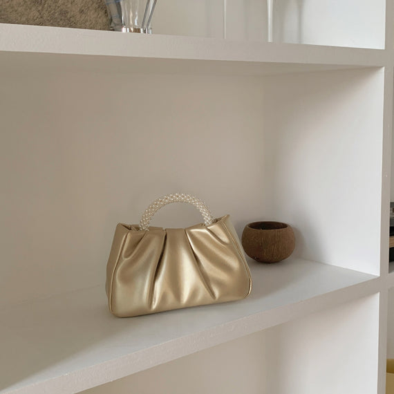 Sweet Pearl Handle Women's Small Shoulder Bags Pleated
