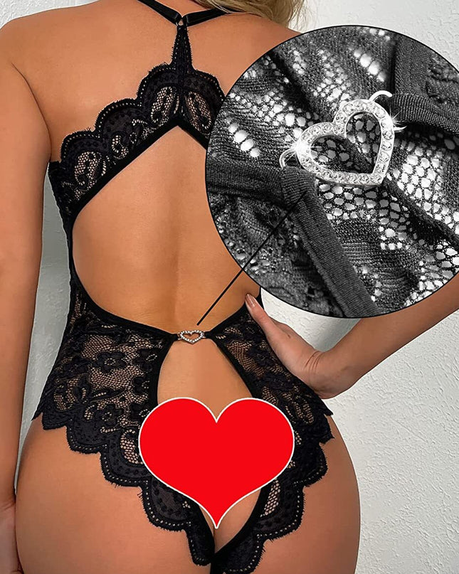 Erotiska underkläder för kvinnor Sexunderkläder Pornografisk Babydollklänning Djup V Öppen Behå Grenlös Body Kvinnlig Teddy Underklädesset