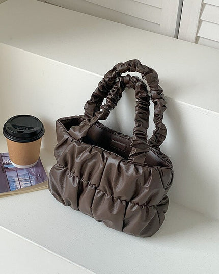 Fashion Pu Leather Women's Handbags Simple Pleated Design Ladies Square Shoulder