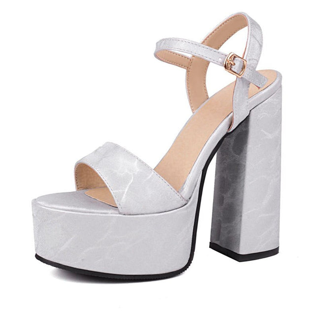 Sexy Women Sandals Open Toe Flock Ultrahigh Heel Buckle Strap Fashion Dating Shoes