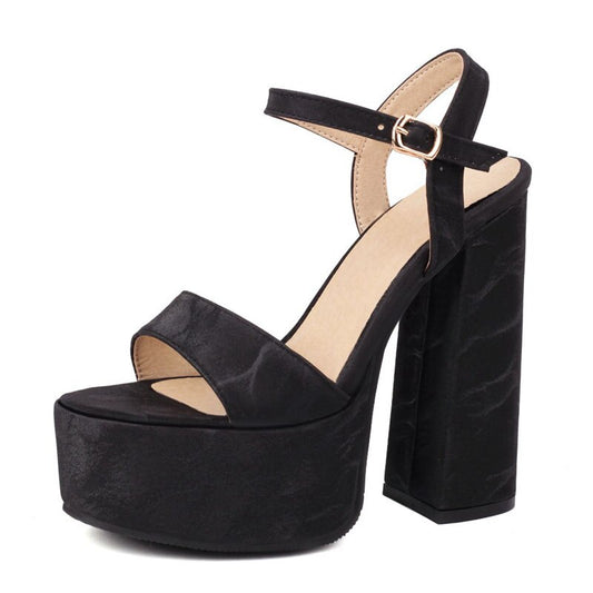 Sexy Women Sandals Open Toe Flock Ultrahigh Heel Buckle Strap Fashion Dating Shoes