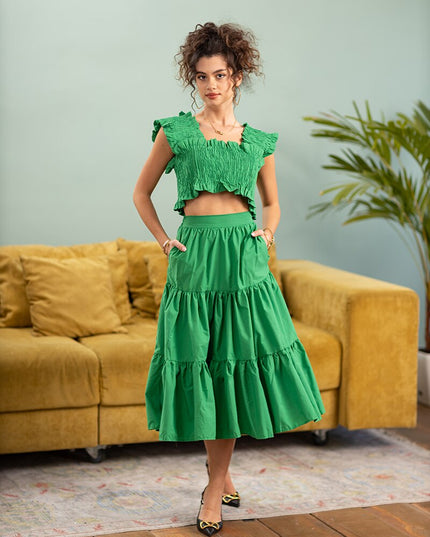 Sommer Sexy Zweiteiliges Rock-Set Damen Lässiges 2-Teiler-Set Rock und Crop Top High Waist Rock-Anzüge Zweiteilige passende Sets Damen