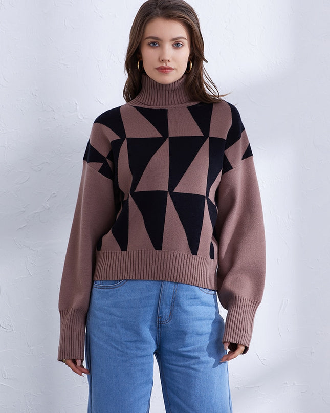 Turtleneck Knitted Sweater Women Long Sleeve Oversize Ribbed Knitwear Sweater Hign Neck Warm Winter Sweater For Women