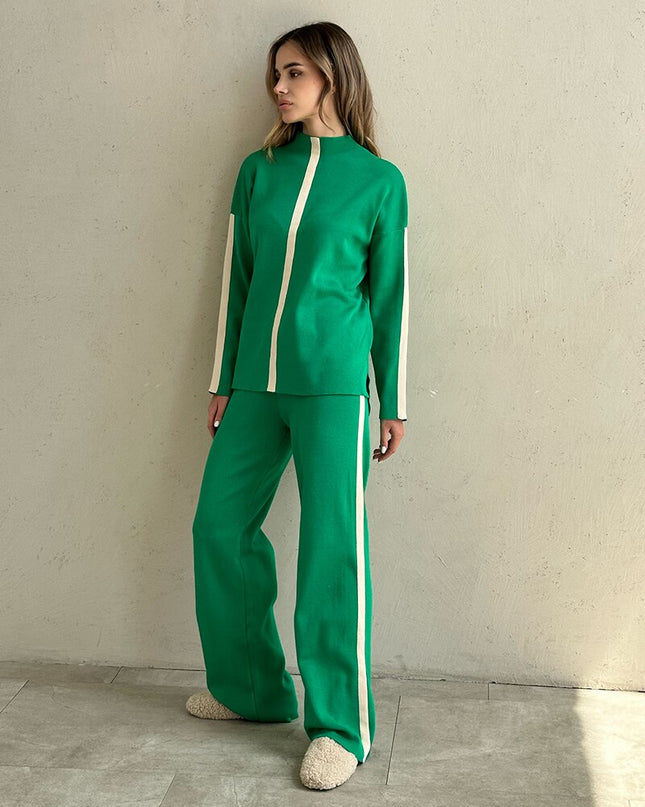 Casual Knit Tracksuit Women Two Piece Set 2 Piece Pant Sweater Matching Sets Loungewear Knit Suit Knitted Two Piece Women Sets