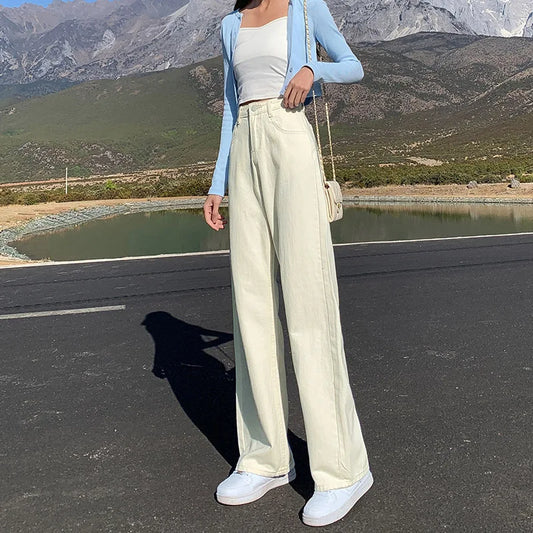 Vintage Black High Waisted Denim Pants for Women - Perfect for Spring Office Wear