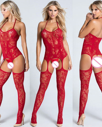 Damen Teddy-Overall Einteiler Trägerlos Erotischer Mesh-Body Erotische Spitze Sexy Exotisches Kleid Große Größen Dessous Babydoll
